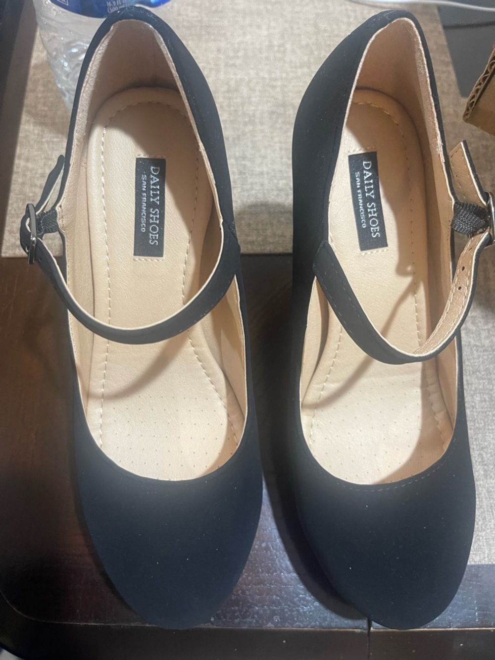 Black Mary Jane Heels with Ankle Strap 37